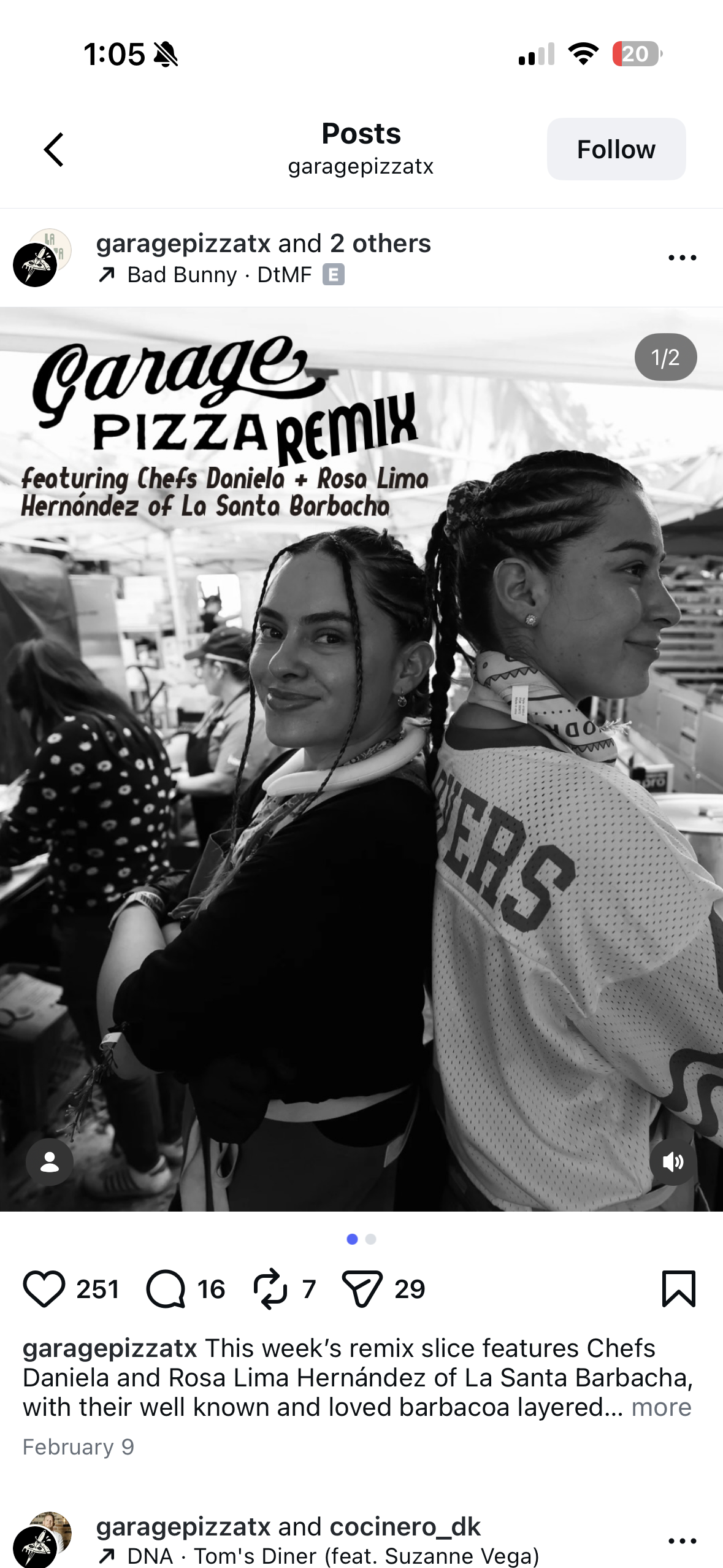 Garage Pizza ATX, Garage Pizza Remix chef collab post