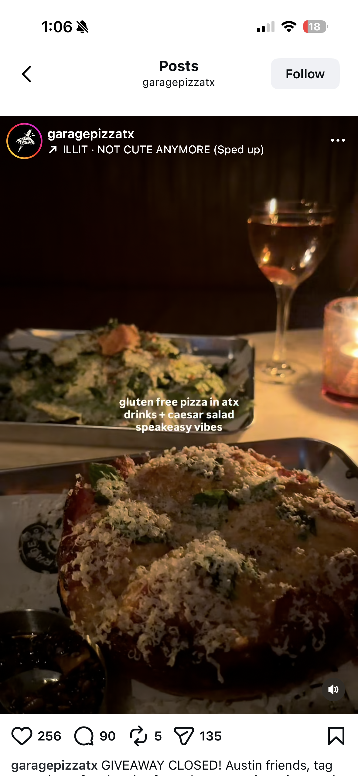 Garage Pizza ATX, gluten free pizza speakeasy vibes reel