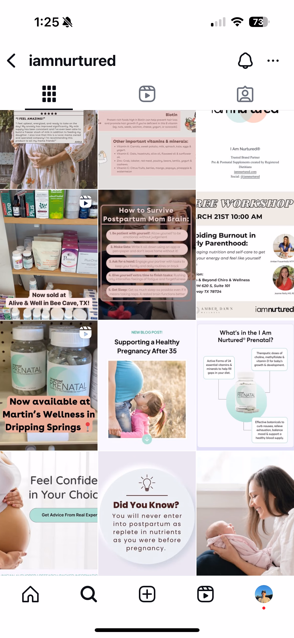 I Am Nurtured Instagram grid, before